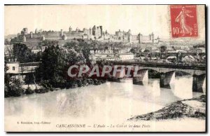 Old Postcard Aude Carcassonne La Cite and the two Bridges