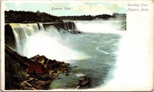 Greetings Niagara Falls Canada Scenic National Landmark Boat UDB Postcard 