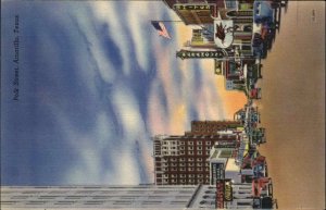 Amarillo Texas TX Street Scene 1940s Linen Postcard