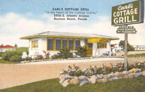 Daytona Beach Florida Carls Cottage Grill Street View Antique Postcard K97936