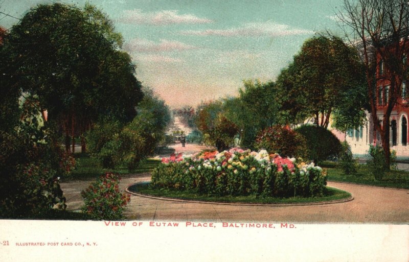 Vintage Postcard 1900's View of Eutaw Place Baltimore Maryland MD