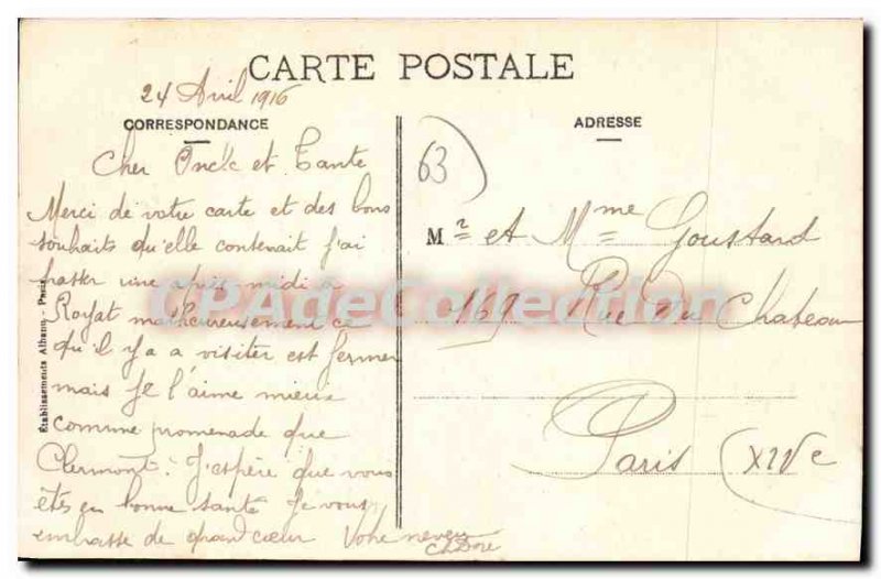 Old Postcard Royat Les Bains Panoramic