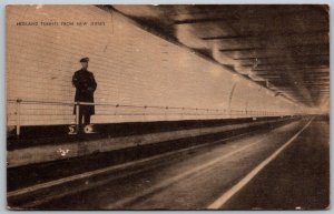 New Jersey New York 1944 Soldiers Postcard Holland Tunnel Police Officer Guard