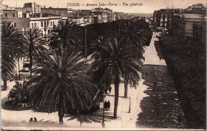 Tunisia Tunis Avenue Jules Ferry Vue Generale Vintage Postcard C197