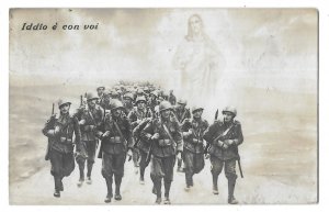 Iddio e con voi (God is with you) Italy RPPC Mailed 1943 World War II Soldiers