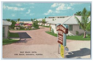 c1950's Gulf Beach Hotel, Lido Beach, Sarasota Florida FL Vintage Postcard 