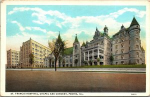 Postcard IL Peoria St. Francis Hospital Chapel and Convent C.1920 M21