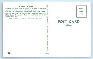 RAPID CITY SD South Dakota CORRAL MOTEL  c1960s Roadside  Postcard