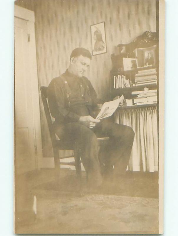 circa 1910 rppc NATIVE INDIAN PICTURE ON WALL OF WHITE MAN'S HOME o2739