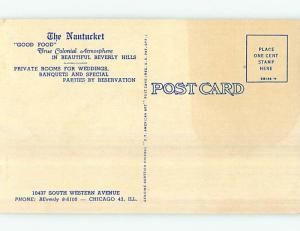 Unused Linen NANTUCKET RESTAURANT Chicago Illinois IL p7555