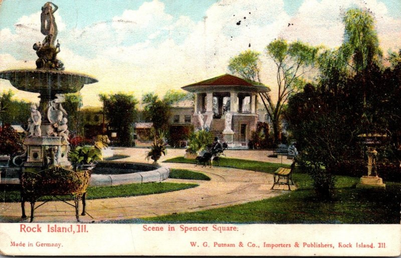 Illinois Rock Island Scene In Spencer Square 1907