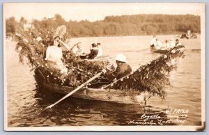 K25/ Thompson New York RPPC Postcard c1910 Kiamesha Lake Regatta Float 481