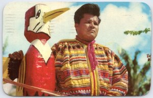 1954 Posted Seminole Indian Brave Totem Pole Musa Isle Miami Florida PC