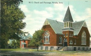 C-1910 ME Church Parsonage Nevada Iowa #A200 Postcard De Mange 20-12545