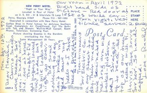 Perry Georgia c1960 Postcard New Perry Motel Swimming Pool