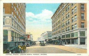 Autos Central Avenue Looking North Phoenix Arizona 1920s Postcard Teich 7944