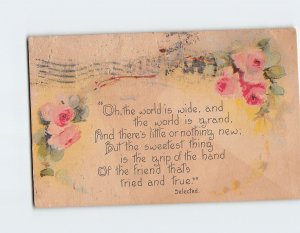 Postcard Friendship Greeting Card with Poem and Roses Art Print