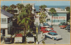 Daytona Beach, FLA., The Ocean Villa Motel, 1950 & 60's Cars & Ocean - 1958