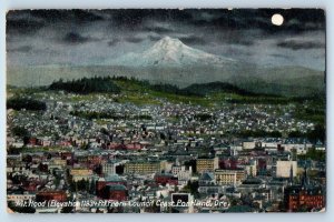 1910 Portland Oregon OR Postcard Mt Hood Council Crest Moonlight Night Unposted