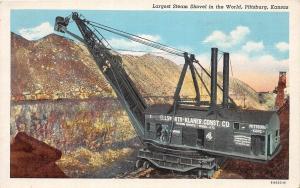 E37/ Pittsburg Kansas Ks Postcard Linen Largest Steam Shovel Ellsworth Klaner