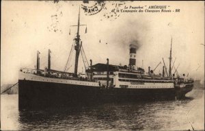 Bordeaux France le Paquebot Steamship Amerique 1930 Ship Cancel PC