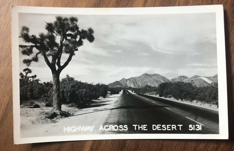 RPPC Photo Postcard--Arizona -The Desert Highway Across