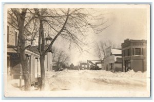 Vernon Center Minnesota MN Postcard RPPC Photo Winter Scene Houses Scene c1910s