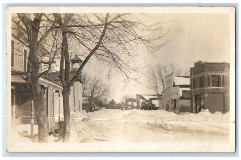 Vernon Center Minnesota MN Postcard RPPC Photo Winter Scene Houses Scene c1910s