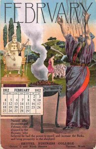 February 1912 Calendar Beutel Business College Tacoma WA advertising postcard