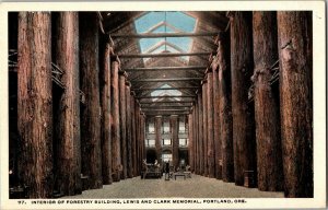 Interior of Forestry Building, Lewis and Clerk Memorial Portland OR Postcard P39