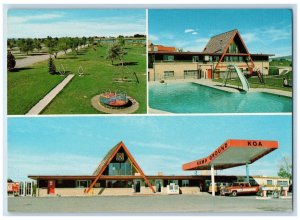 Declo Idaho ID Postcard Snake River KOA Camping Grounds Paly Ground Pool c1960's