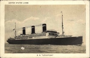 United States Lines Steamship S.S. Leviathan 1927 Ship Cancel Vintage Postcard