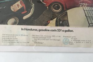 1970 Honduras Benzina Costi 52¢ Un Galloni Volkswagen VW Vtg Stampa Ad 