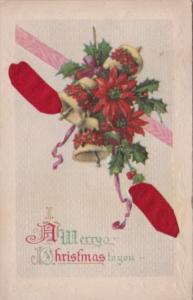 Christmas Red Ribbon With Bells and Flowers 1919