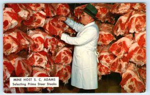 DANVERS, MA~ BUTCHER Choosing Steaks ADAMSHURST Restaurant 1950s-60s Postcard