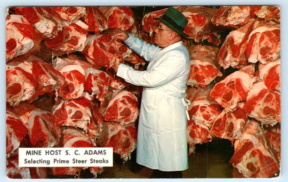 DANVERS, MA BUTCHER Choosing Steaks ADAMSHURST Restaurant 1950s60s