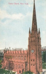 Trinity Church New York Litho Postcard Unused