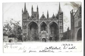 Peterborough Cathedral Postcard 1904 New Malden Duplex PMK  