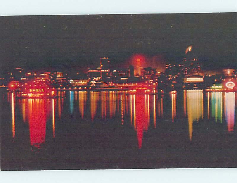 Unused Pre-1980 SKYLINE AT NIGHT Vancouver British Columbia BC F8365