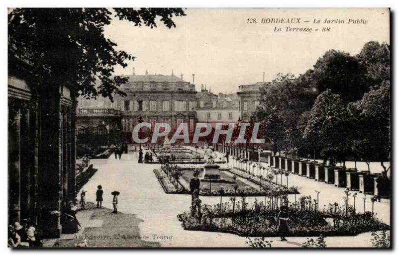 Bordeaux Old Postcard The public garden The terrace