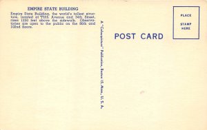 New York NY 1940s Postcard Empire State Building