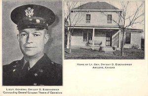 Abilene Kansas Eisenhower Home and Portrait Vintage Postcard JE359501