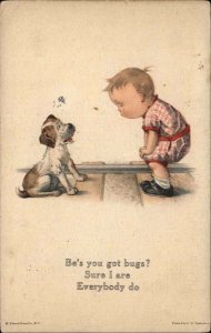 Twelvetrees Little Boy and Puppy Dog You got bugs? Comic c1910 Postcard