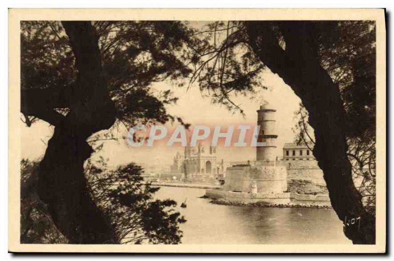 Old Postcard Marseille Bouches du Rhone Cathedral and Fort St. John