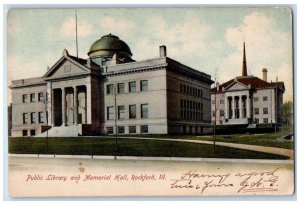 1907 Public Library Memorial Hall Exterior Building Rockford Illinois Postcard 