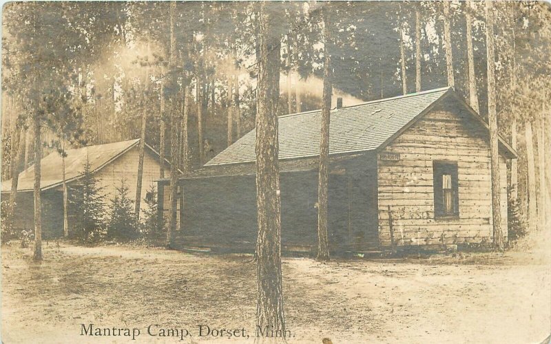 Postcard RPPC Minnesota Dorset Mantrap Camp occupational 23-1602