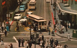 Vintage Postcard Powell & Market Streets Famous San Francisco Cable Cars Calif.