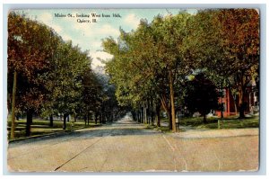 Quincy Illinois IL Postcard View Of Maine St. Looking West From 16th 1911 Posted