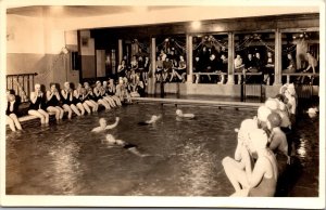 Real Photo Postcard Women Swimming Blowing Up Balloons Synchronized Swimming