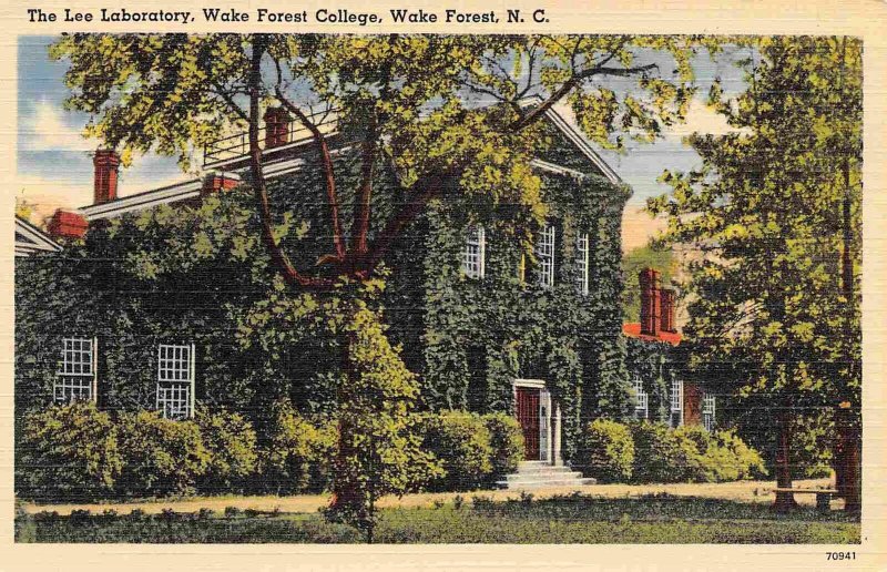 Lee Laboratory Wake Forest College Wake Forest North Carolina linen postcard